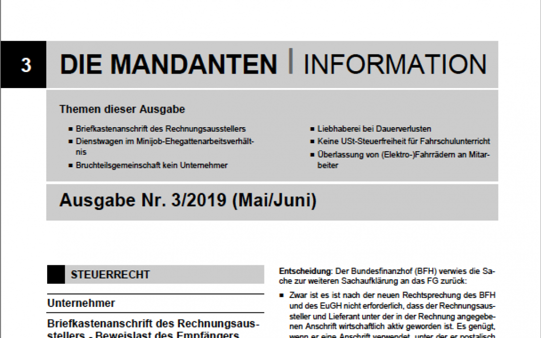 Mandantenbrief 3-2019