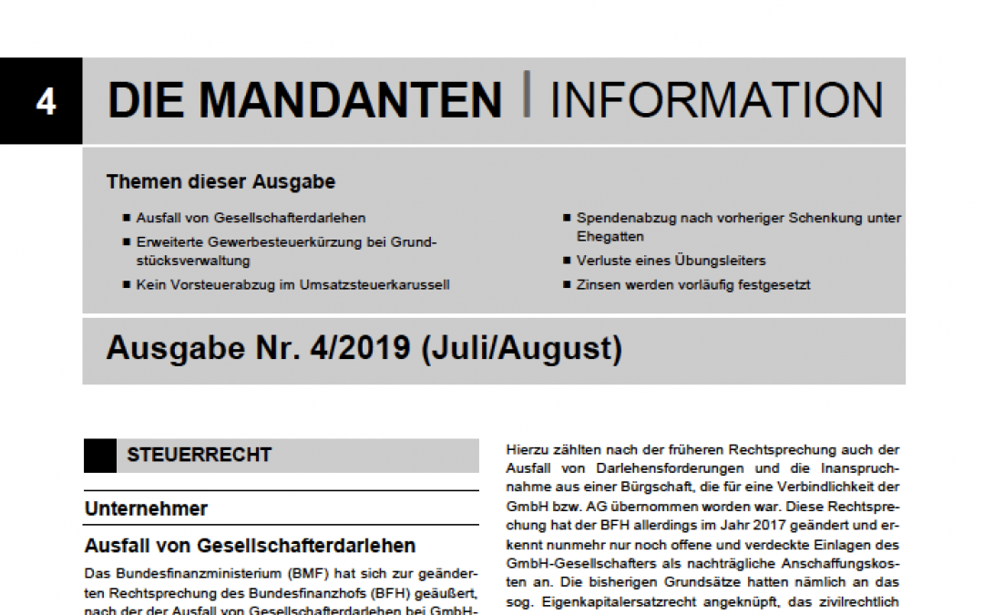 Mandantenbrief 4-2019