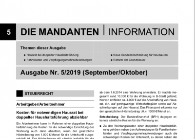 Mandantenbrief 5-2019