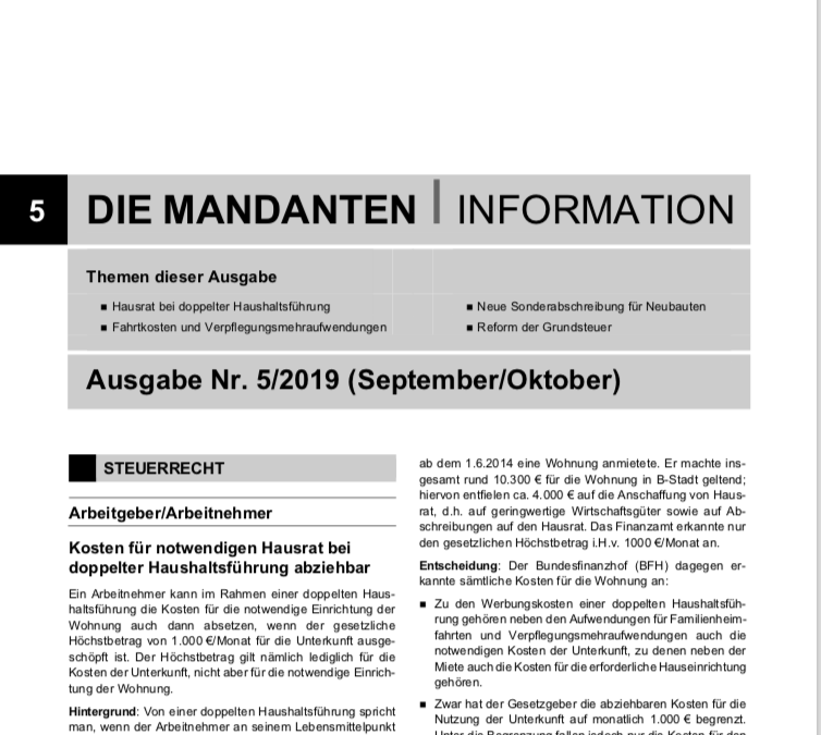 Mandantenbrief 5-2019