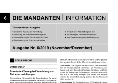 Mandantenbrief 6-2019