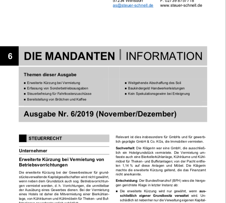 Mandantenbrief 6-2019