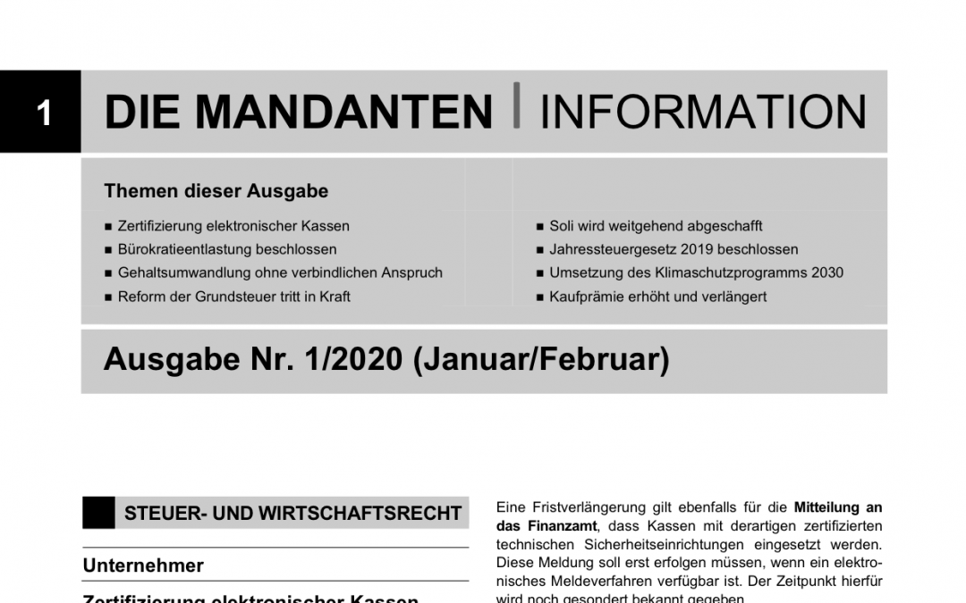 Mandantenbrief 1-2020