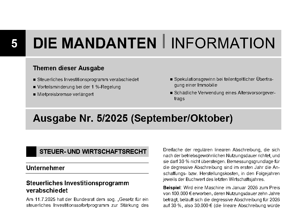 Mandantenbrief 5-2025
